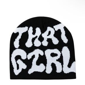 •That Girl• Black and White Graphic Beanie New